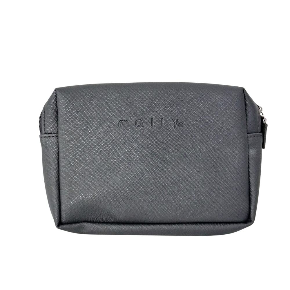 Mally Black Zip Makeup Cosmetic Bag Case Travel Vacation NEW